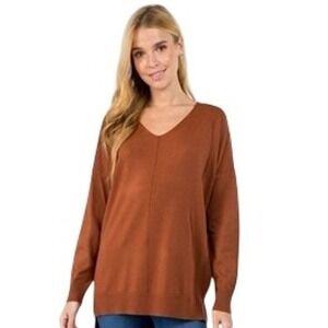 Dreamers‎ by debut Oversized Women's size M/L Comfy V-Neck Ribbed Casual Sweater